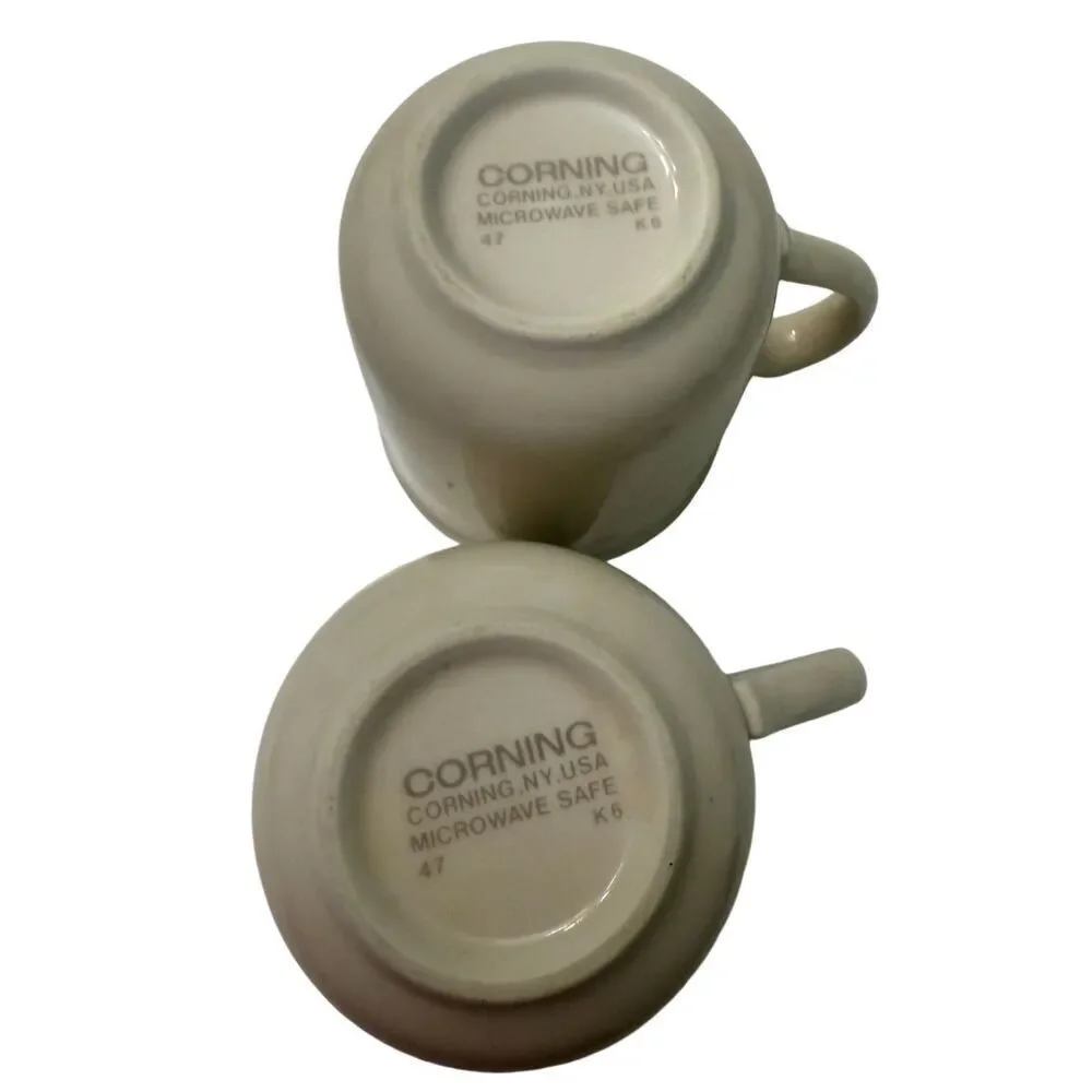 Vintage Corning Ware Corelle Calico Rose Coffee Tea‎ Cup Mug set of 2